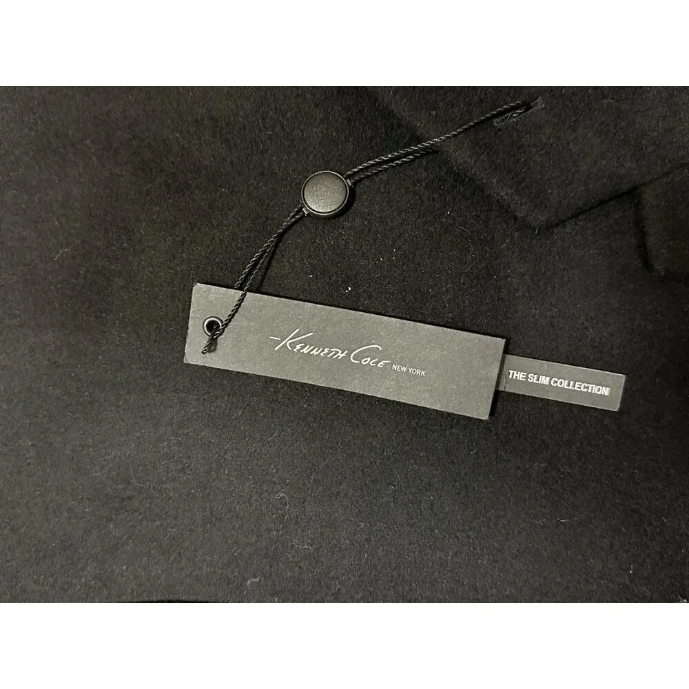 Kenneth Cole Coat Men's (Measures 30x42) Black Wool Car Coat NWT Slim - Picture 4 of 4